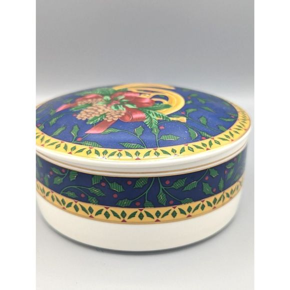 Vtg Mikasa Holiday Music Christmas Trinket Box Porcelain Candy Dish w/Lid Japan - Picture 6 of 8